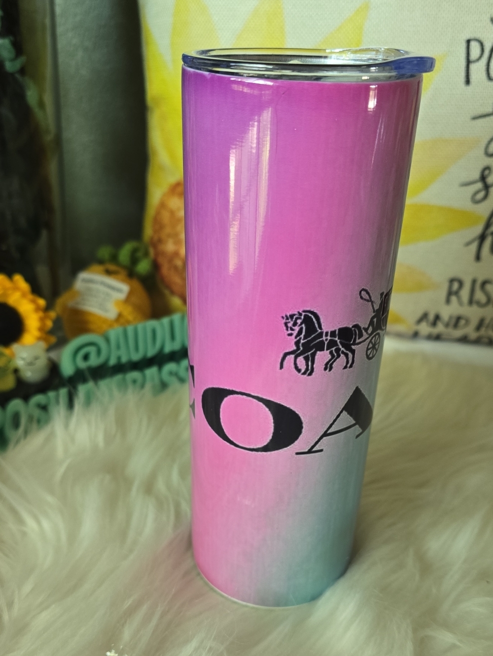 NWT Travel Tumbler With Lid And Straw, And Scrubber, Off BRAND